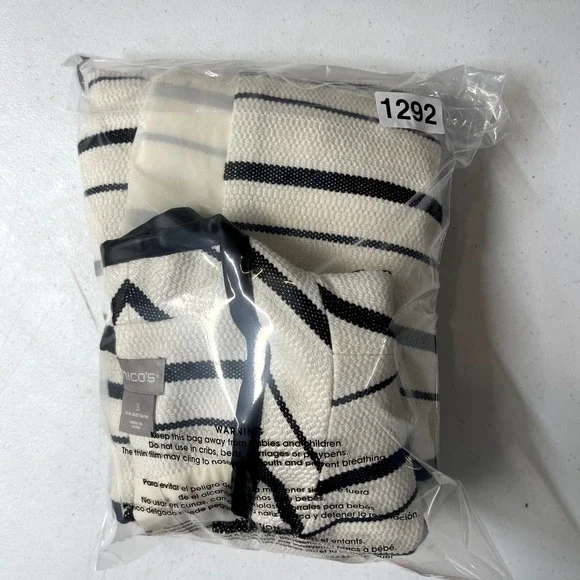 Chicos Open Front Cardigan Womens Size 3 16/18 Black White Striped Vintage - Picture 11 of 11